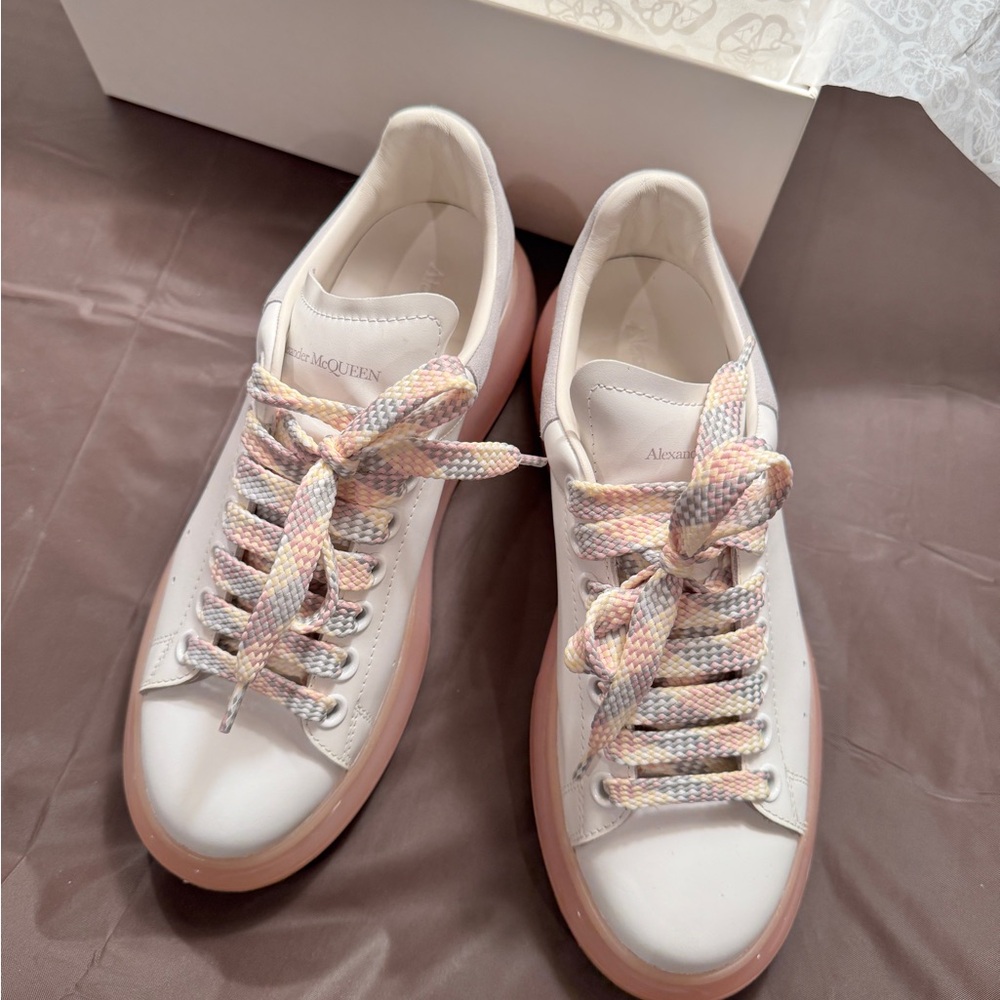 Alexander McQueen White Sneakers with Pink Soles